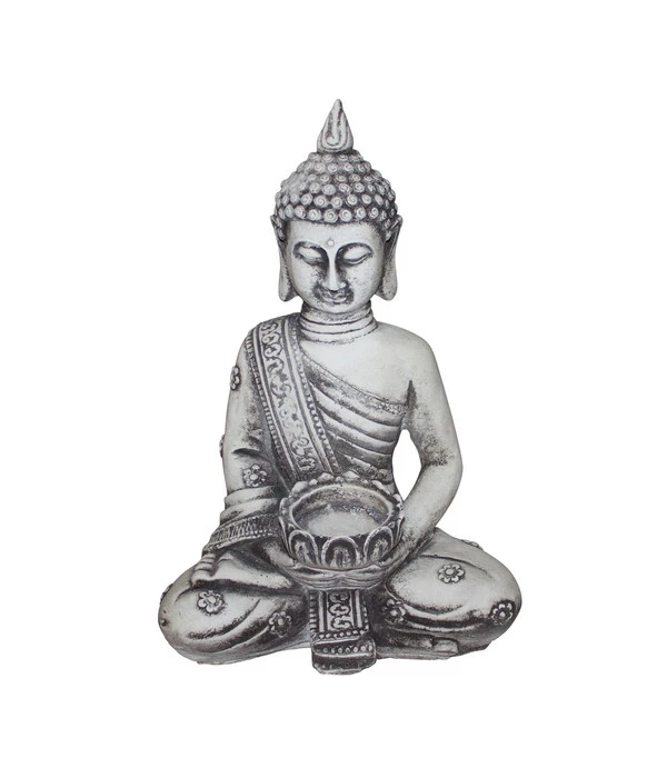 Fantasieco Stein-Buddha Mit Teelichtschale, 21 X 13 X 30 Cm 1 Fantasieco Stein-Buddha Mit Teelichtschale, 21 X 13 X 30 Cm