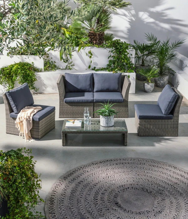 Dehner Geflecht-Lounge Rom, 4-teilig 6 Dehner Geflecht-Lounge Rom, 4-teilig – Bild 6