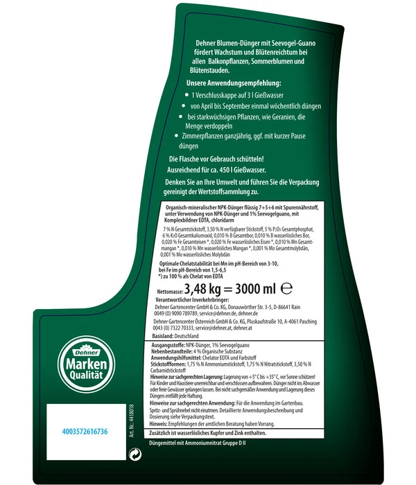 Dehner Blumen-Dünger Mit Guano-Extrakt, Flüssig 2 Dehner Blumen-Dünger Mit Guano-Extrakt, Flüssig – Bild 2