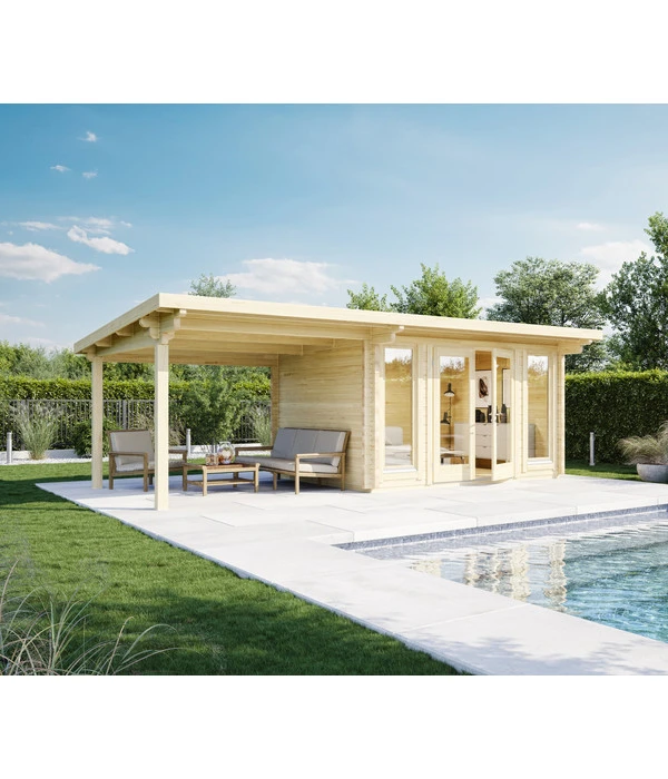 Wolff Finnhaus Gartenhaus Trondheim 70-B, Inkl. Seitendach Links 2 Wolff Finnhaus Gartenhaus Trondheim 70-B, Inkl. Seitendach Links – Bild 2