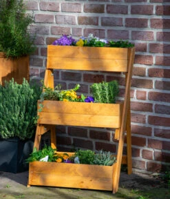 Dobar Holz-Pflanztreppe, Ca. B70/H90/T60 Cm -Gardena Store 6619621 WE MO 002 DobarPflanztreppeHolzBraun