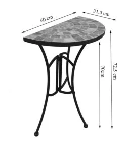 Dehner Mosaiktisch Grazia Halbrund, Ca. B60/H72,5/T31,5 Cm 7 Dehner Mosaiktisch Grazia Halbrund, Ca. B60/H72,5/T31,5 Cm -Gardena Store 6875132 WE DE 001 TischhalbrundGraziaSkizze