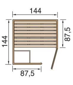 Weka Ecksauna Laukkala Mit Glastür, Ca. B144/H200/T144 Cm -Gardena Store 6914345 WE DE 001 WekaSaunaLaukkalaGrundriss